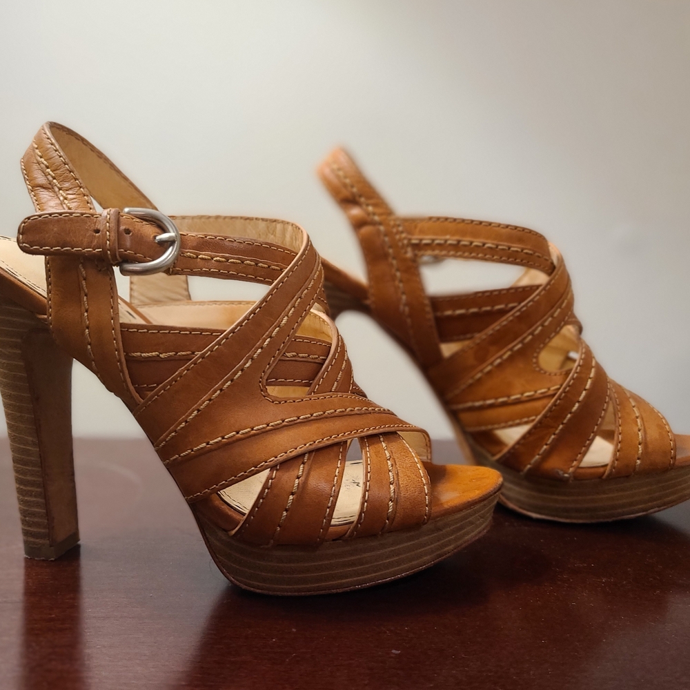 Coach Tan Strappy Heels